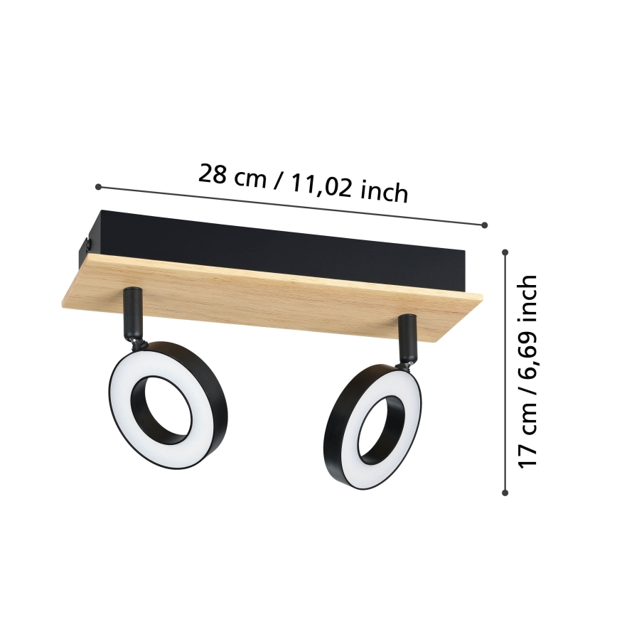 Eglo - LED oprawa punktowa 2xLED/4,2W/230V czarna/brązowa