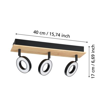 Eglo - Oprawa punktowa LED 3xLED/4,2W/230V czarna/brązowa