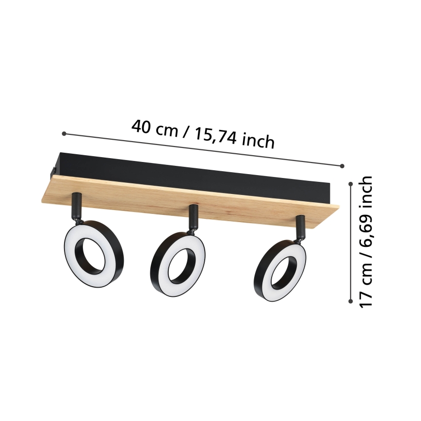 Eglo - Oprawa punktowa LED 3xLED/4,2W/230V czarna/brązowa