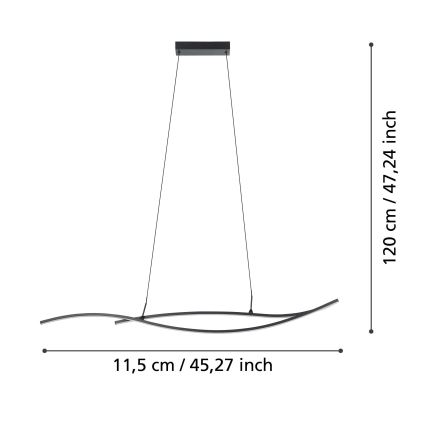 Eglo - LED Żyrandol na lince LED/20W/230V 4000K czarne