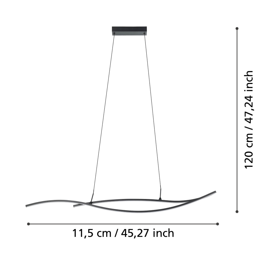 Eglo - LED Żyrandol na lince LED/20W/230V 4000K czarne