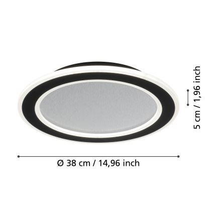 Eglo - LED Plafon ściemnialny LED/20W/230V 2700-6500K czarny + pilot zdalnego sterowania