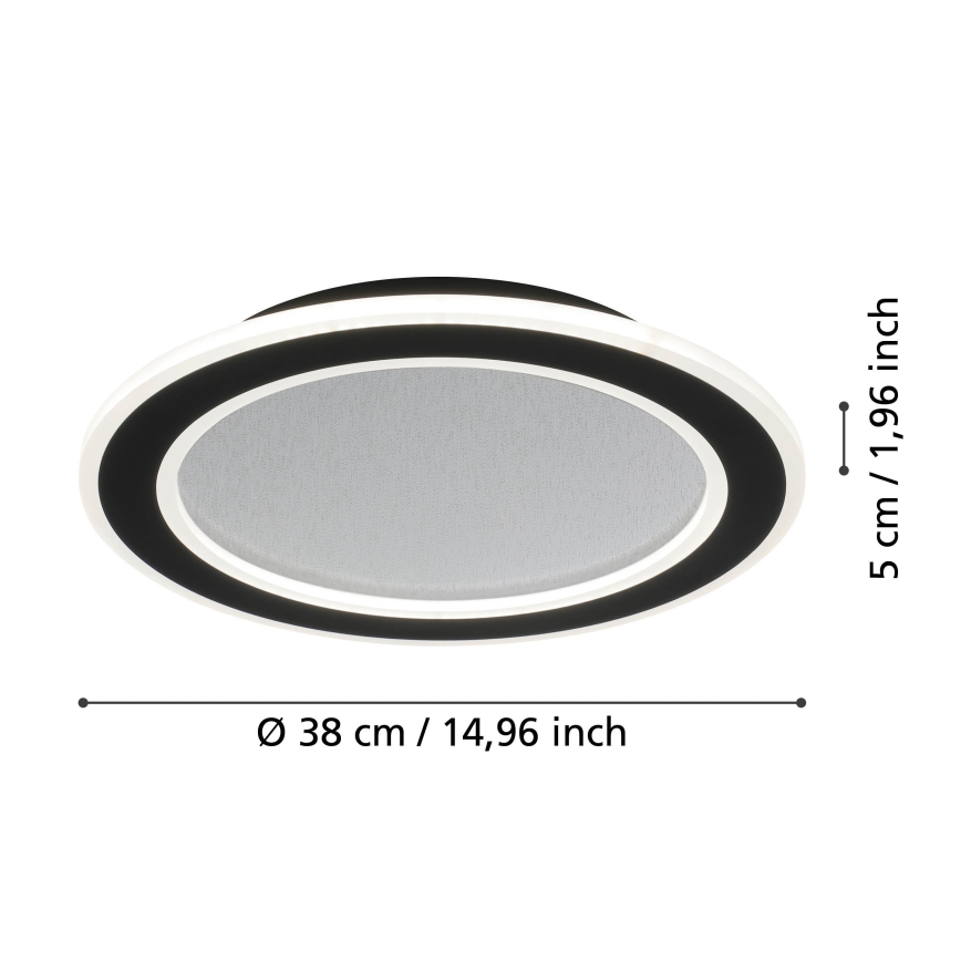 Eglo - LED Plafon ściemnialny LED/20W/230V 2700-6500K czarny + pilot zdalnego sterowania