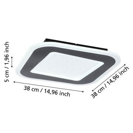 Eglo - LED Plafon ściemnialny LED/20W/230V 2700-6500K czarny + pilot zdalnego sterowania