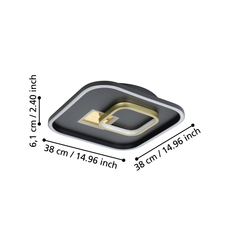 Eglo - LED Plafon 1xLED/16,2W/230V + 1xLED/9,2W 38x38 cm czarny/złoty