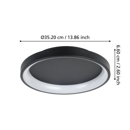 Eglo - LED Plafon ściemnialny LED/12W/230V 2700-6500K czarny + pilot zdalnego sterowania