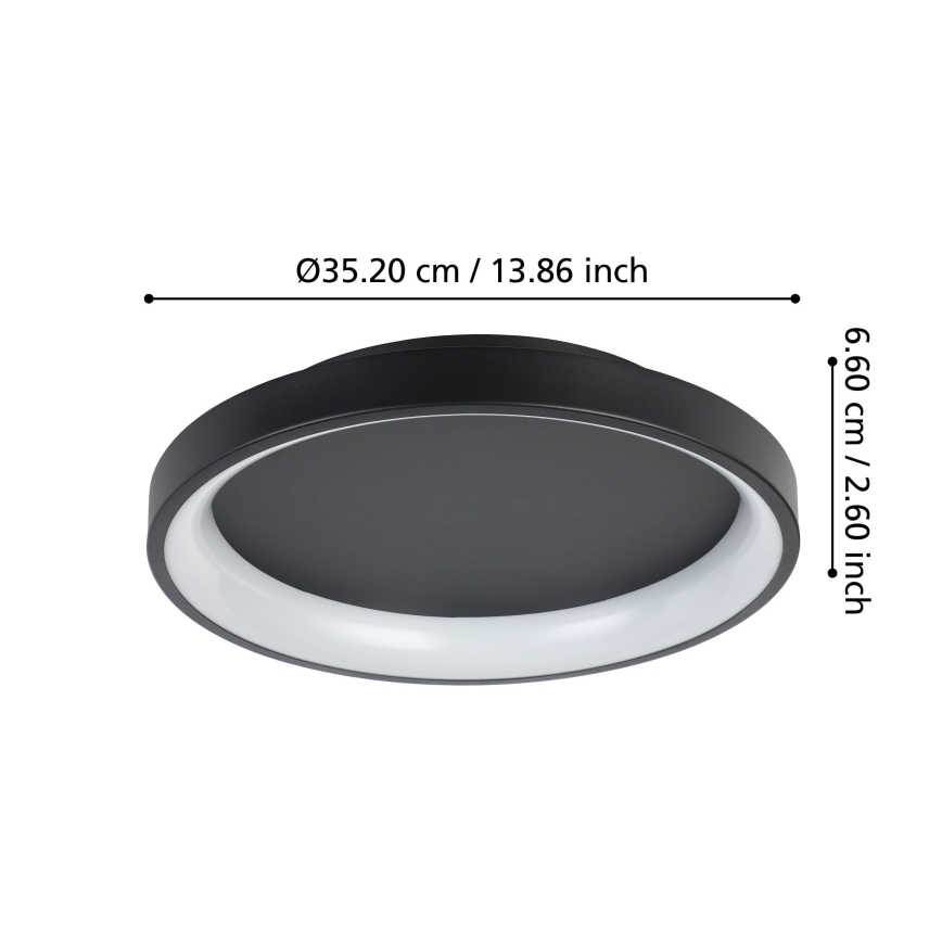 Eglo - LED Plafon ściemnialny LED/12W/230V 2700-6500K czarny + pilot zdalnego sterowania