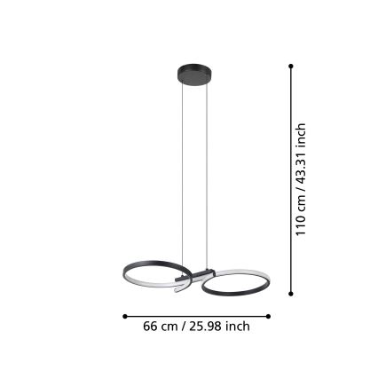 Eglo - LED Żyrandol na lince LED/21W/230V 3000K czarny