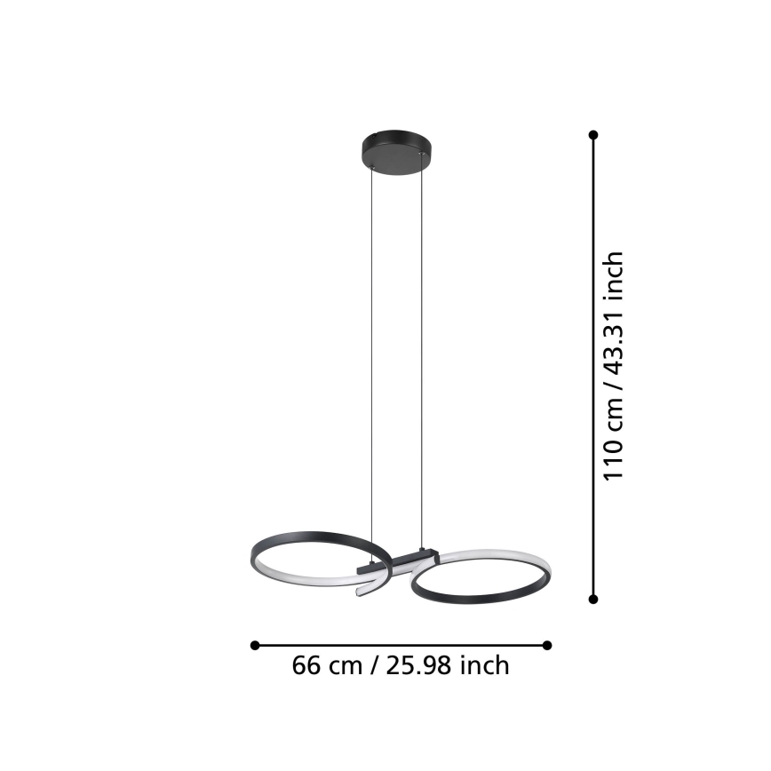 Eglo - LED Żyrandol na lince LED/21W/230V 3000K czarny
