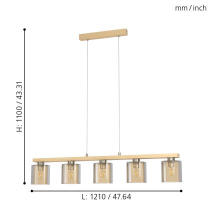 Eglo - Żyrandol na lince 5xE27/28W/230V