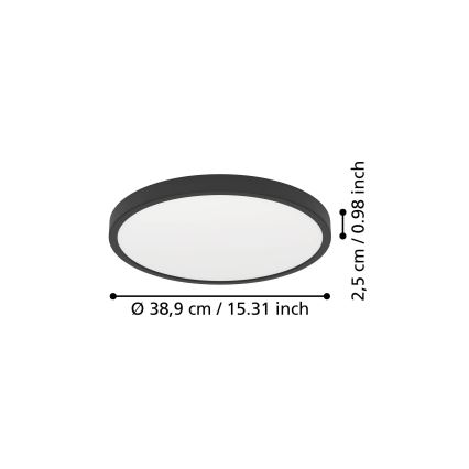 Eglo - Oprawa sufitowa LED/17W/230V 2700/4000/6500K śr. 38,9 cm czarna