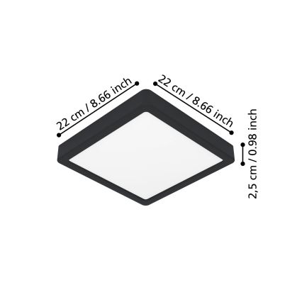 Eglo - Oprawa sufitowa LED/10,5W/230V 2700/4000/6500K 22x22cm czarna