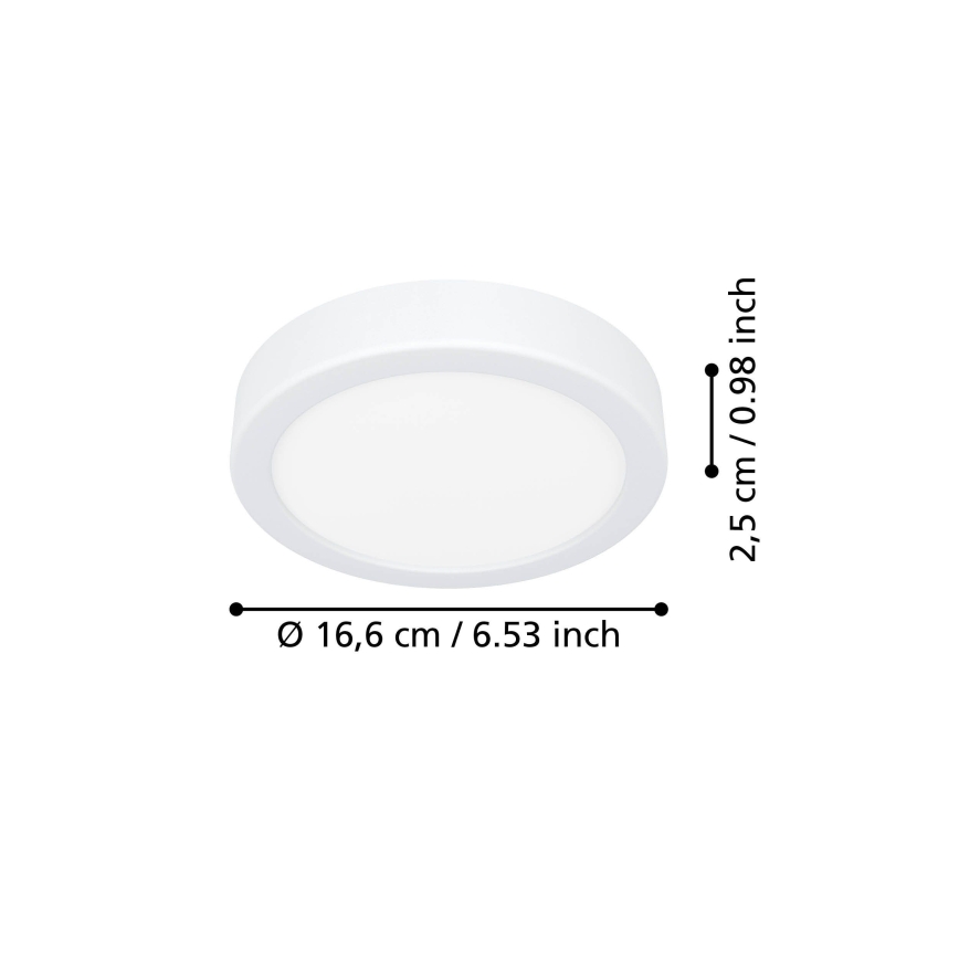 Eglo - Lampa sufitowa LED, 7,5 W, 230 V, 2700/4000/6500 K, śr. 16,6 cm, biała