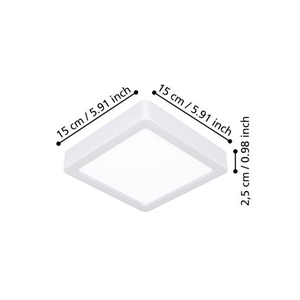 Eglo - LED lampa sufitowa LED/7W/230V 2700/4000/6500K 15x15 cm biała