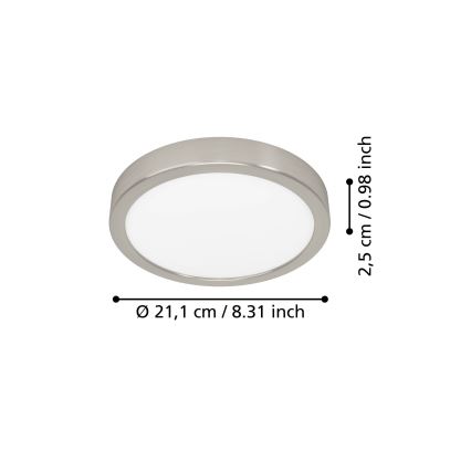 Eglo - Lampa sufitowa LED 11,5 W/230 V, 2700/4000/6500 K, śr. 21,1 cm, matowy chrom