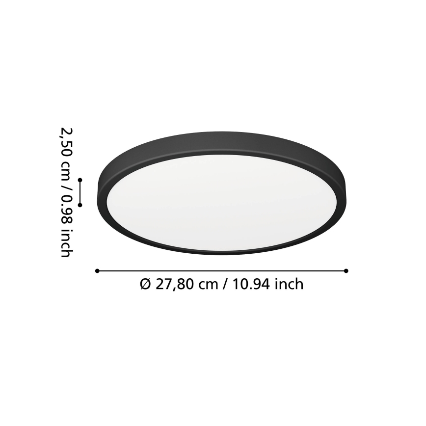 Eglo - LED oprawa sufitowa do łazienki LED/14,2W/230V 2700/4000/6500K śr. 27,8 cm IP44 czarna