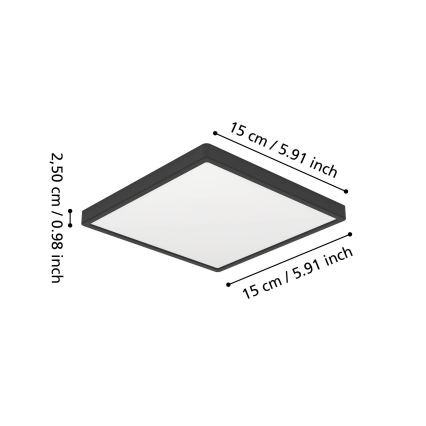 Eglo - LED plafon łazienkowy LED/7W/230V 15x15 cm IP44 czarny