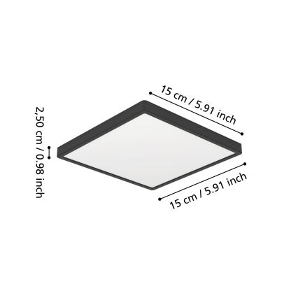 Eglo - LED lampa sufitowa do łazienki LED/7W/230V 2700/4000/6500K 15x15 cm IP44 czarna