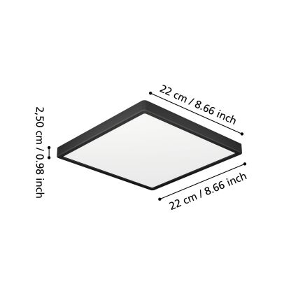Eglo - Łazienkowy plafon LED 10,5W/230V 22x22 cm IP44 czarny