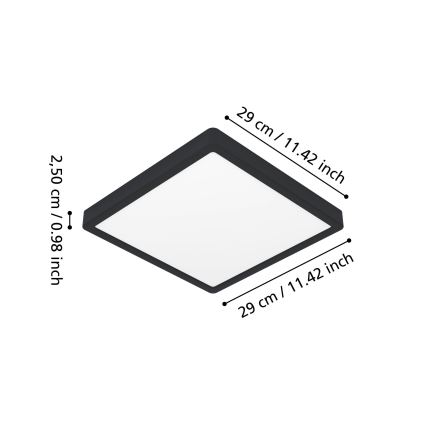 Eglo - LED plafon łazienkowy, 13 W/230 V, 29x29 cm, IP44, czarny