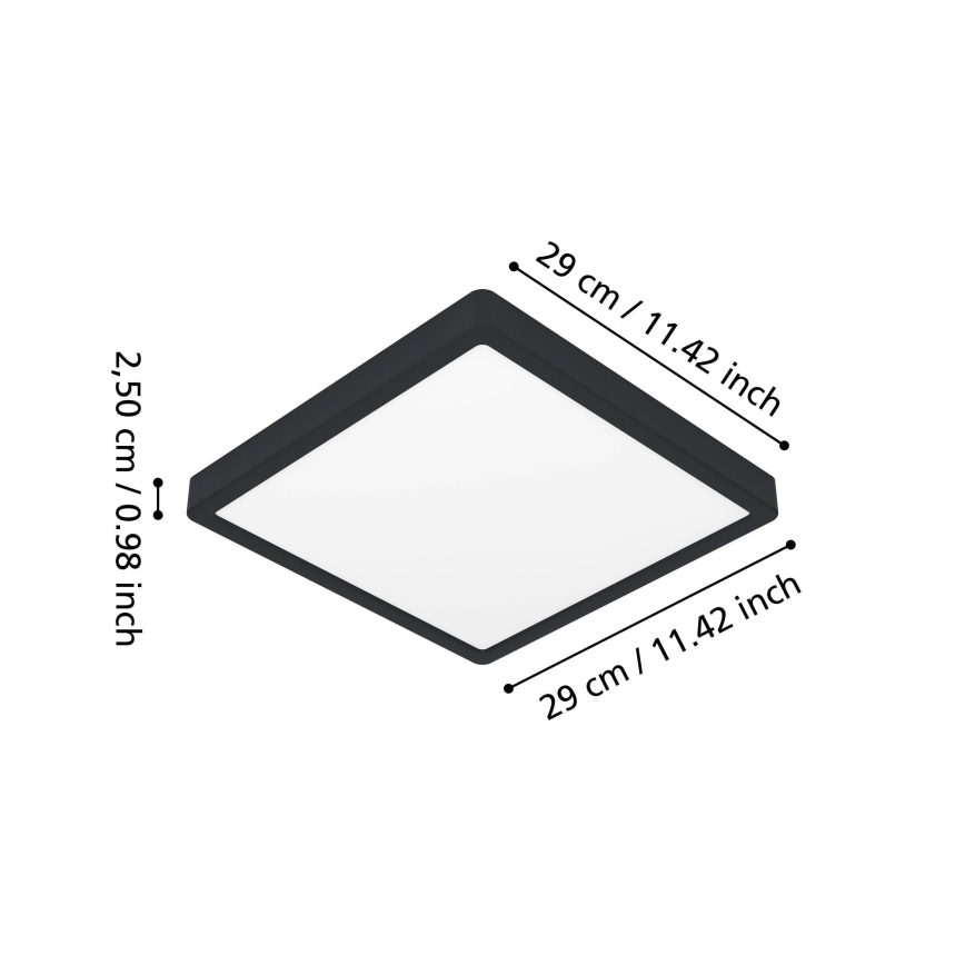 Eglo - Łazienkowy plafon LED 13W/230V 2700/4000/6500K 29x29 cm IP44 czarny