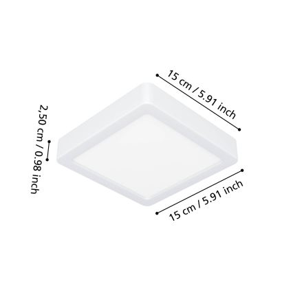 Eglo - LED łazienkowa oprawa sufitowa LED/7W/230V 15x15 cm IP44 biała