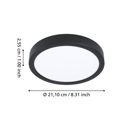 Eglo - LED RGBW ściemnialny plafon łazienkowy LED/11,2W/230V 2700-6500K śr. 21,1cm IP44 czarny