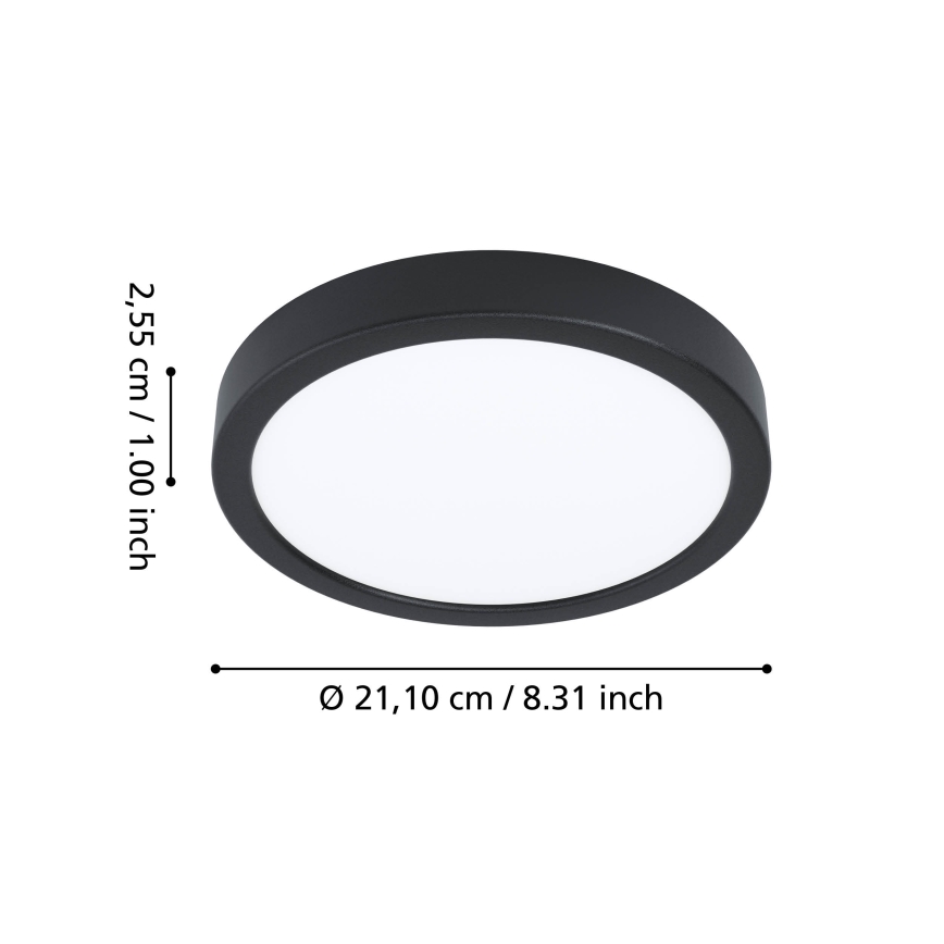 Eglo - LED RGBW ściemnialny plafon łazienkowy LED/11,2W/230V 2700-6500K śr. 21,1cm IP44 czarny