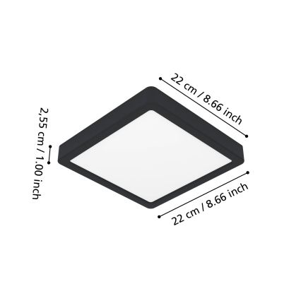 Eglo - LED RGBW ściemnialna oprawa sufitowa do łazienki LED/10,5W/230V 2700-6500K 22x22 cm IP44 czarna