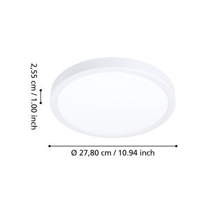 Eglo - LED RGBW ściemnialna oprawa sufitowa do łazienki LED/14,3W/230V 2700-6500K śr. 27,8 cm IP44 biała