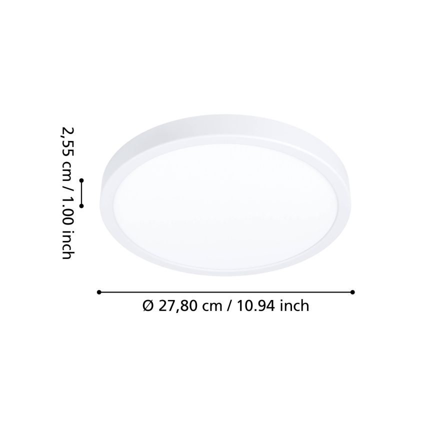 Eglo - LED RGBW ściemnialna oprawa sufitowa do łazienki LED/14,3W/230V 2700-6500K śr. 27,8 cm IP44 biała