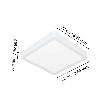 Eglo - LED RGBW ściemnialny sufitowy plafon łazienkowy LED/10,5W/230V 2700-6500K 22x22 cm IP44 biały