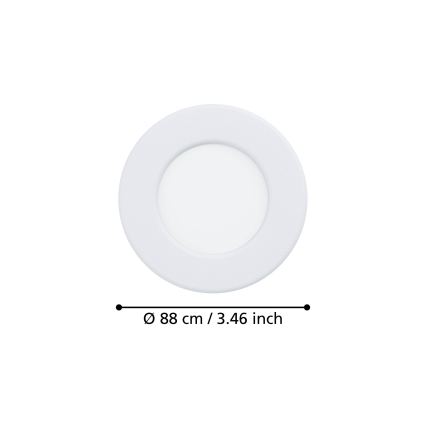Eglo - LED Oprawa wpuszczana LED/3,7W/230V 2700/4000/6500K Ø 8,8 cm biała