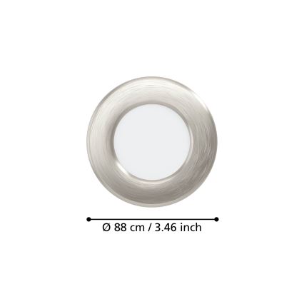 Eglo - Zestaw 3x wpuszczanych opraw LED/3,7W/230V 2700/4000/6500K śr. 8,8 cm matowy chrom