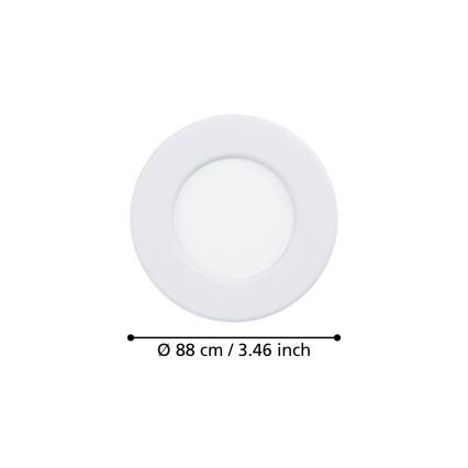 Eglo - LED wpuszczana oprawa sufitowa do łazienki LED/3,7W/230V 2700/4000/6500K śr. 8,8 cm IP44 biała