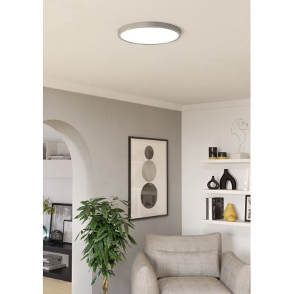Eglo - LED RGBW ściemnialna łazienkowa oprawa sufitowa LED/17,5W/230V 2700-6500K Ø 38,9 cm IP44 matowy chrom