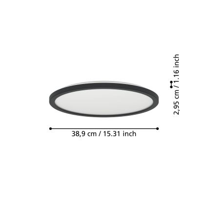 Eglo - LED Plafon łazienkowy LED/18,5W/230V 2700K/4000K/6500K śr. 38,9 cm IP44 czarny