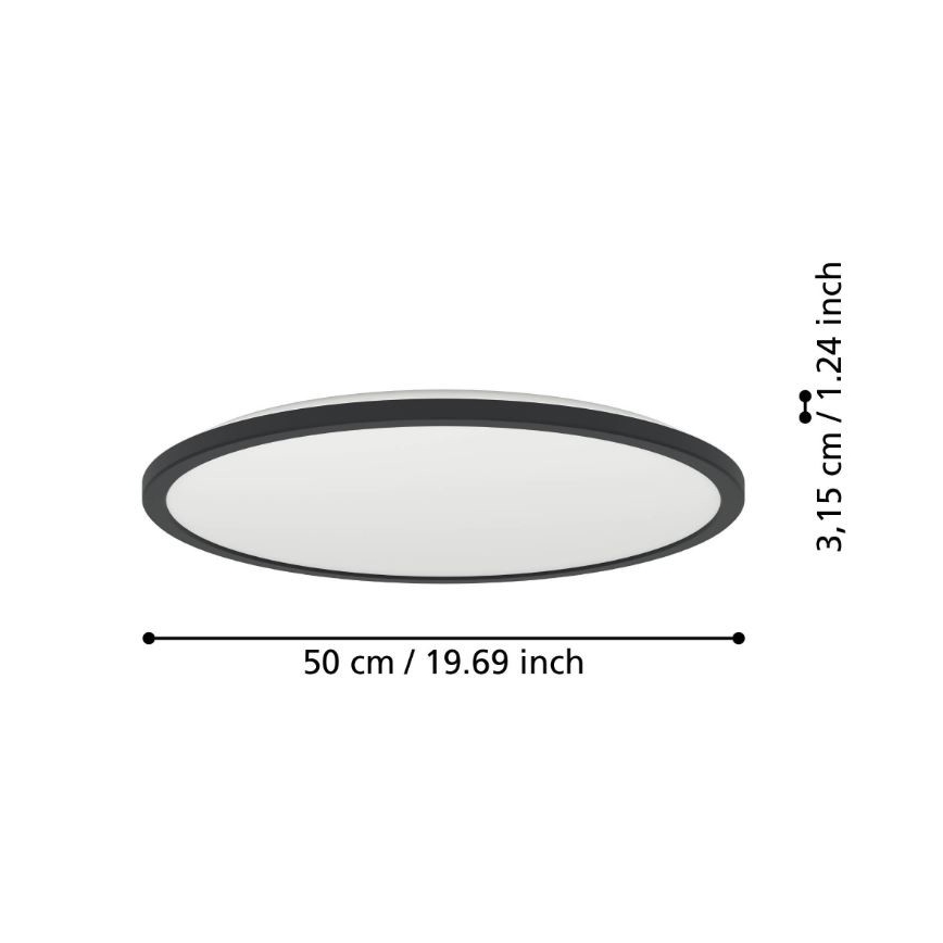 Eglo - LED sufitowa lampa łazienkowa LED/16,8W/230V 2700/4000/6500K śr. 50 cm IP44 czarna