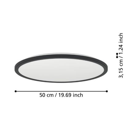 Eglo - LED Plafon łazienkowy LED/16,8W/230V 2700/4000/6500K śr. 50 cm IP44 czarny