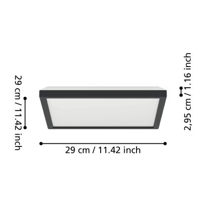 Eglo - LED Plafon łazienkowy LED/13,4W/230V 2700/4000/6500K 29x29 cm IP44 czarny