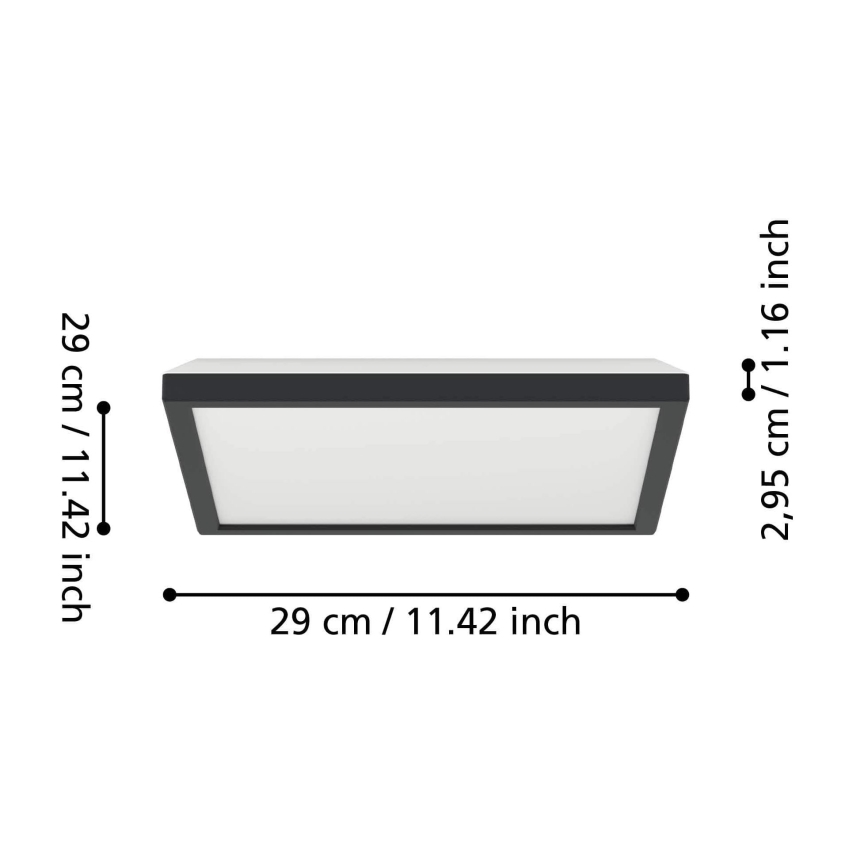 Eglo - LED Plafon łazienkowy LED/13,4W/230V 2700/4000/6500K 29x29 cm IP44 czarny