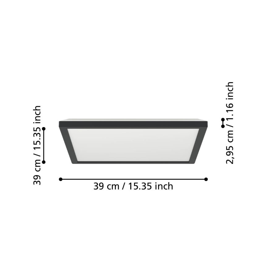 Eglo - LED sufitowa lampa łazienkowa LED/17,6W/230V 2700/4000/6500K 39x39 cm IP44 czarna