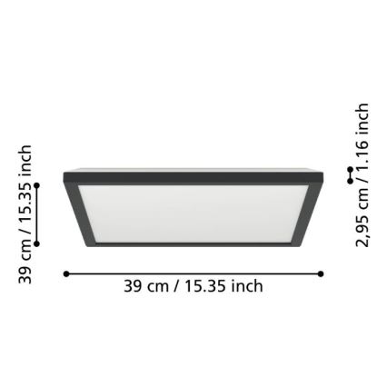 Eglo - LED Plafon łazienkowy LED/17,6W/230V 2700/4000/6500K 39x39 cm IP44 czarny
