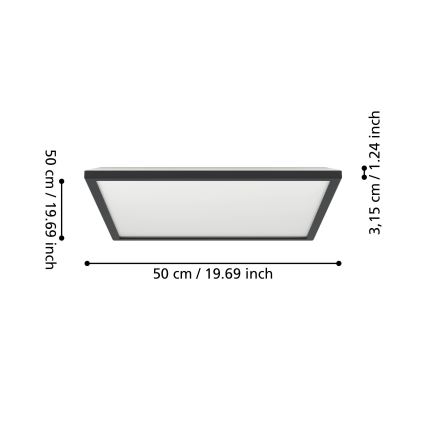 Eglo - LED Plafon łazienkowy LED/17W/230V 2700/4000/6500K 50x50 cm IP44 czarny