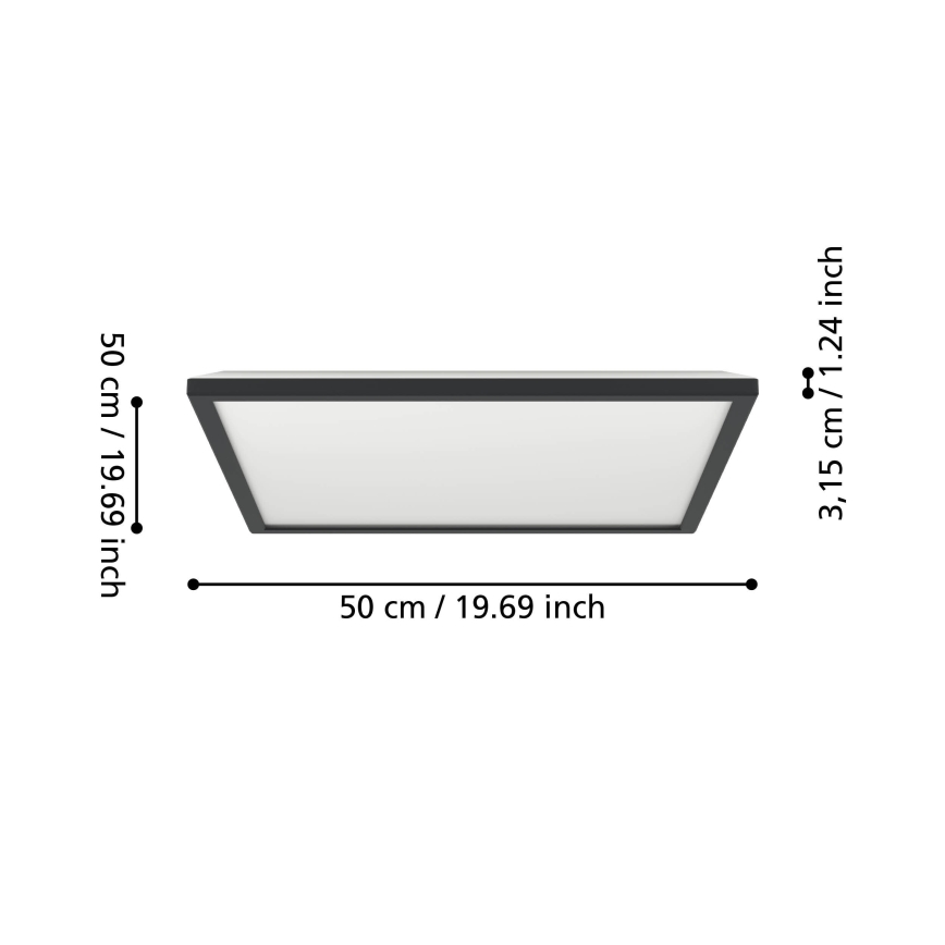 Eglo - LED Plafon łazienkowy LED/17W/230V 2700/4000/6500K 50x50 cm IP44 czarny