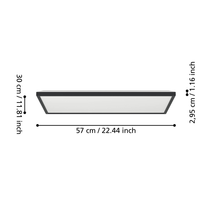 Eglo - LED Plafon łazienkowy LED/17,2W/230V 2700/4000/6500K 30x57 cm IP44 czarny