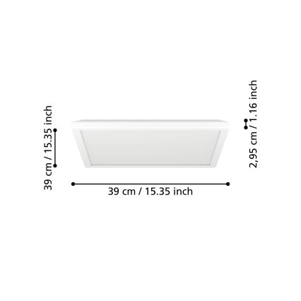 Eglo - LED Plafon łazienkowy LED/17,6W/230V 2700K/4000K/6500K 39x39 cm IP44 biały