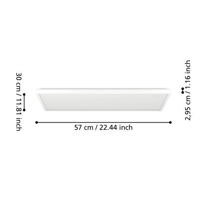 Eglo - LED Plafon łazienkowy LED/17,2W/230V 2700/4000/6500K 30x57 cm IP44 biały