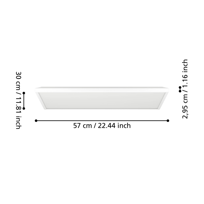 Eglo - LED Plafon łazienkowy LED/17,2W/230V 2700/4000/6500K 30x57 cm IP44 biały