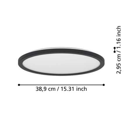 Eglo - LED Ściemnialny plafon łazienkowy LED/18,5W/230V 2700-6500K śr. 38,9 cm IP44 czarny + zdalne sterowanie